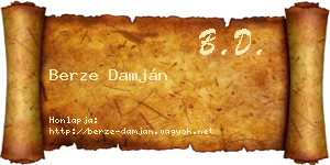 Berze Damján névjegykártya